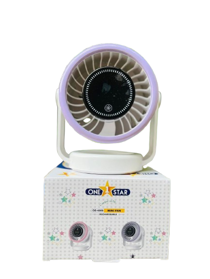 ONE STAR OS 4000 Mini Rechargeable Portable Table Fan with 5 Speed Digital Display