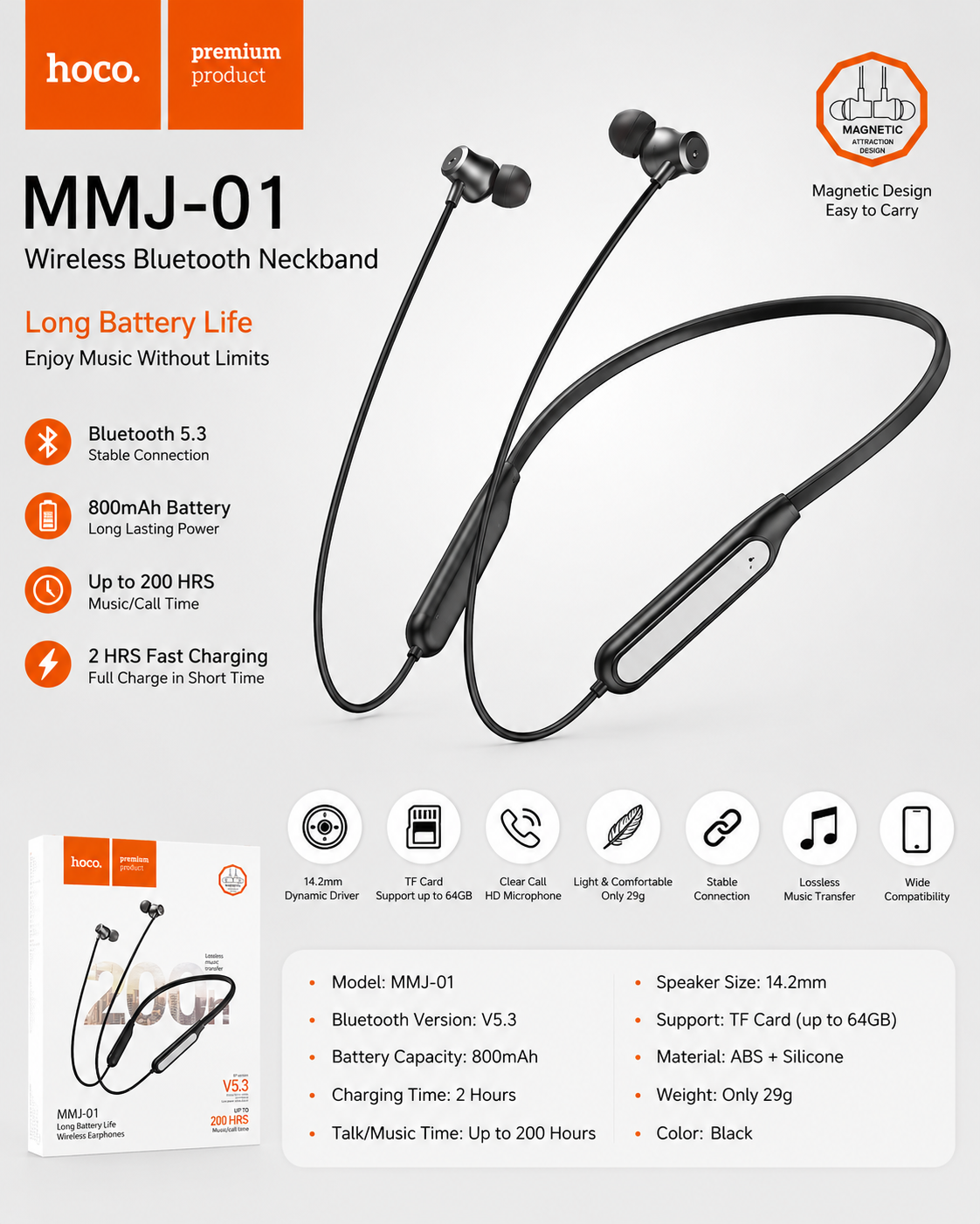 Wireless Bluetooth Neckband MMJ-01